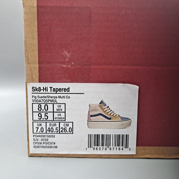 New Vans Sk8-Hi Top Tapered Stackform Platform Pig Suede Sherpa Faux Fur Cream - Picture 10 of 10